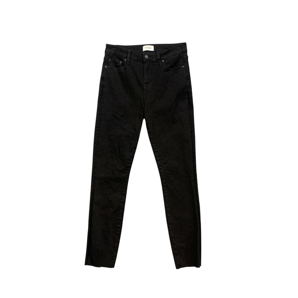Pistola Jeans Womens 27 Black Audrey Mid Rise Zip Skinny Ankle Raw Hem Stretch